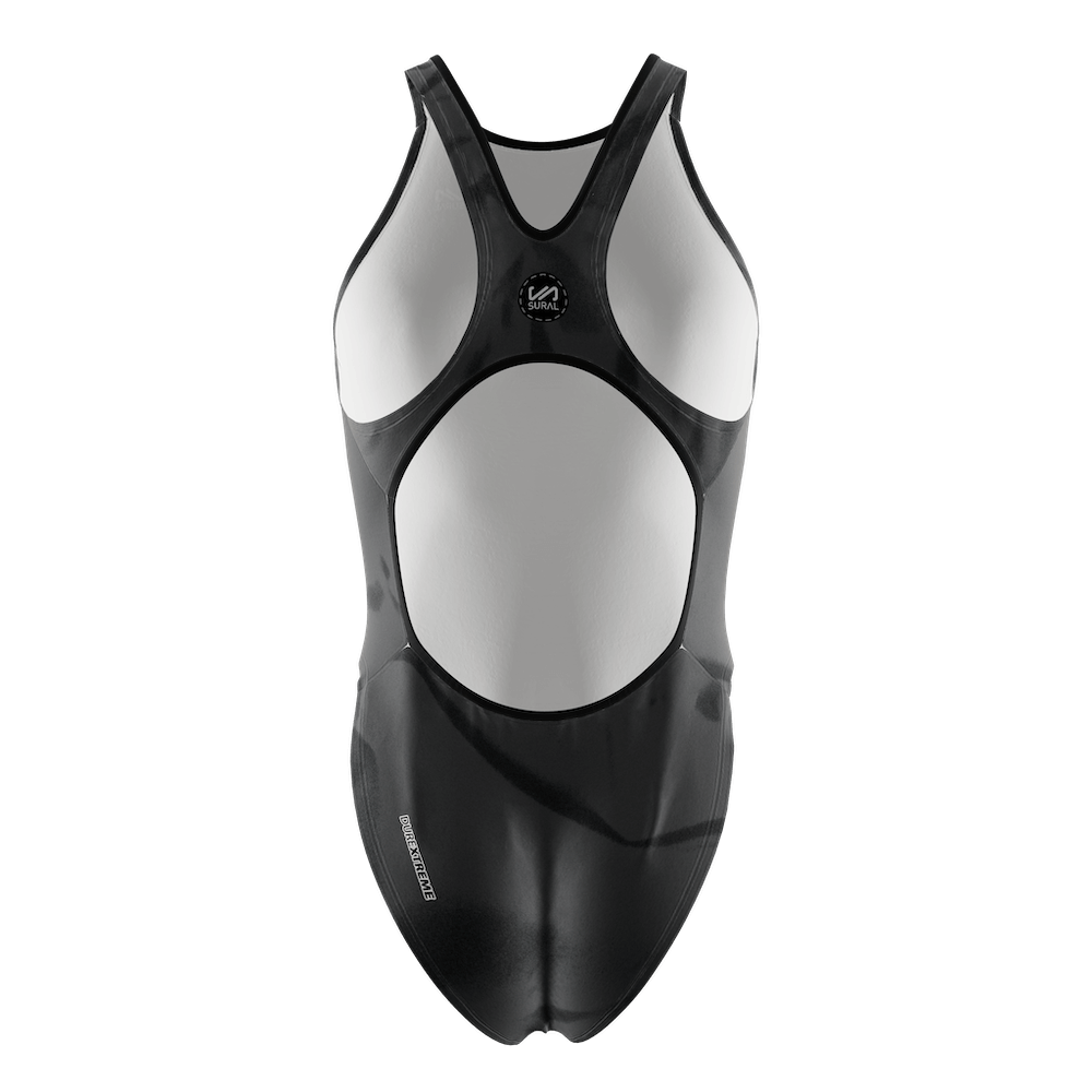 Bañador Natación Mujer Tirante Ancho BLACK DYE