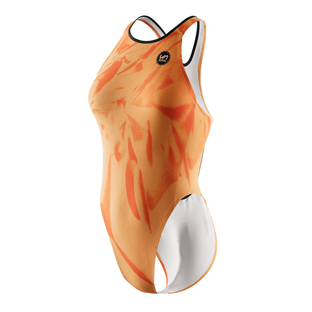 Bañador Natación Mujer Tirante Ancho ORANGE DYE