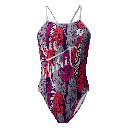 Bañador Natación Mujer Tirante Estrecho MULTICOLOR FEATHERS